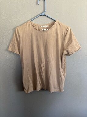 Zara Beige Short Sleeve Crew Neck Tee